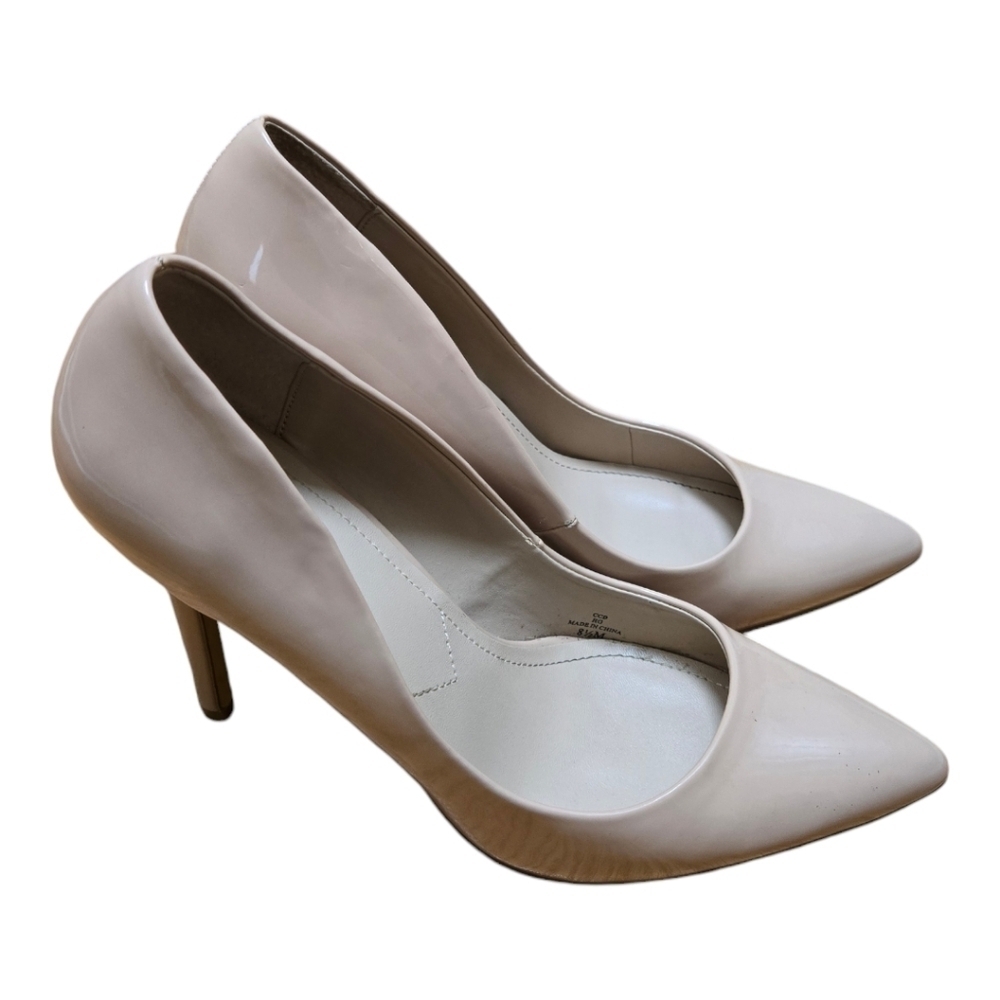 Charles by Charles David Nude Kitten Heel Pumps 8.5M Patent Work